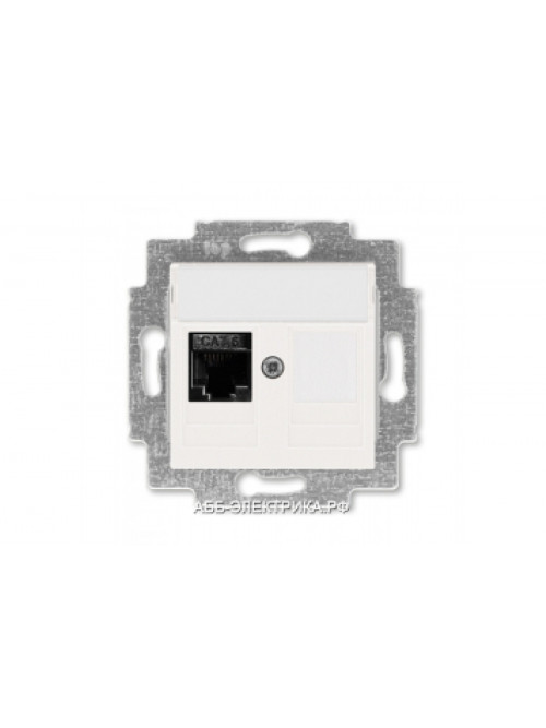 Розетка информационная ABB Levit RJ45 категория 6 и заглушка жемчуг