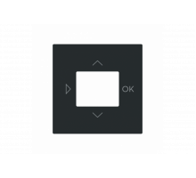 Cover plate with legend Symbols "play, up, down, ok" for Time switch black matt - Busch-art linear