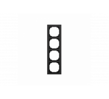 Cover frame 4gang aluminium black - Busch-art linear
