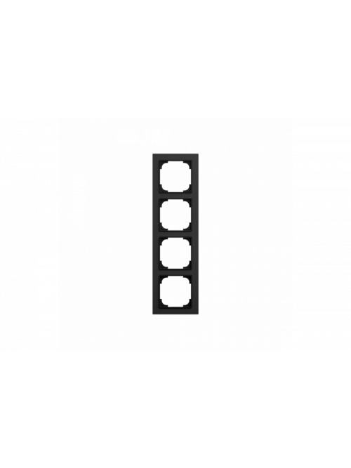 Cover frame 4gang aluminium black - Busch-art linear