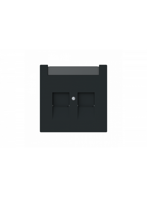 Cover plate with labelling field Modular Jack 2 gang black matt - Busch-art linear