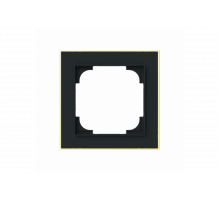 Cover frame with decor ring 1gang black matt / gold - Busch-art linear