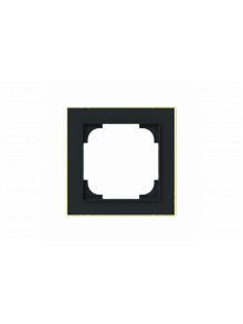 Cover frame with decor ring 1gang black matt / gold - Busch-art linear