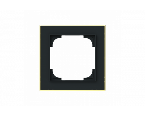 Cover frame with decor ring 1gang black matt / gold - Busch-art linear