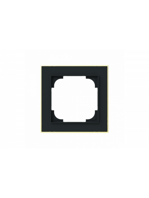 Cover frame with decor ring 1gang black matt / gold - Busch-art linear