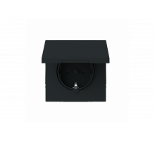 Socket insert Without imprint Safety Shutter with Hinged Lid black matt  - Busch-art linear