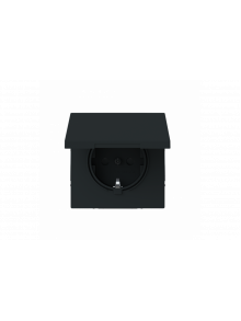 Socket insert Without imprint Safety Shutter with Hinged Lid black matt  - Busch-art linear
