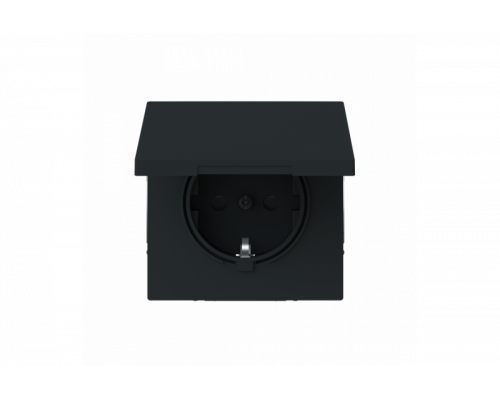 Socket insert Without imprint Safety Shutter with Hinged Lid black matt  - Busch-art linear