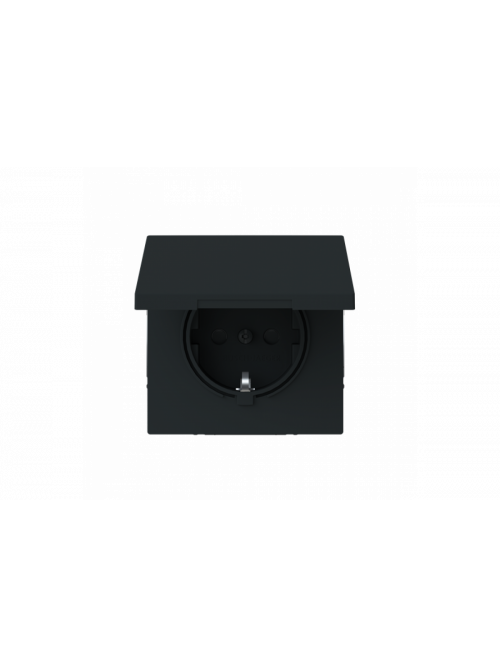 Socket insert Without imprint Safety Shutter with Hinged Lid black matt  - Busch-art linear