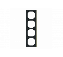 Cover frame with decor ring 4gang black matt / gold - Busch-art linear
