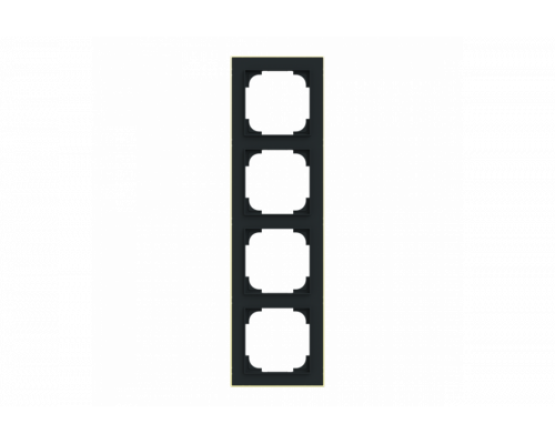 Cover frame with decor ring 4gang black matt / gold - Busch-art linear