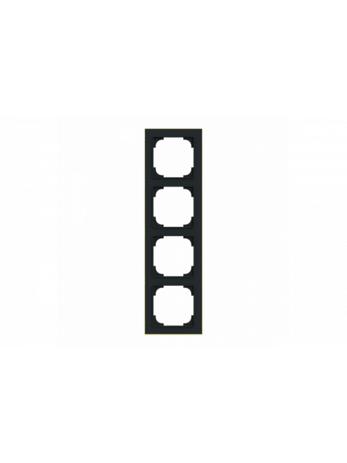 Cover frame with decor ring 4gang black matt / gold - Busch-art linear