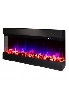 Встраиваемый/настенный 3D электрокамин Dalas, 484x930x200 mm, 1500W, 30 цветовых сочетаний, Термостат, Дрова и кристаллы