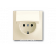 Розетка с/з с крышкой, цвет Бежевый, ABB Impuls