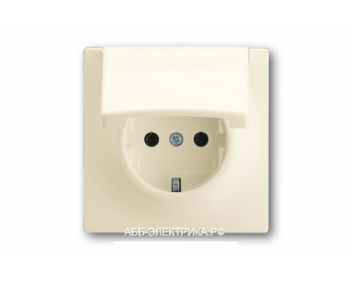 Розетка с/з с крышкой, цвет Бежевый, ABB Impuls