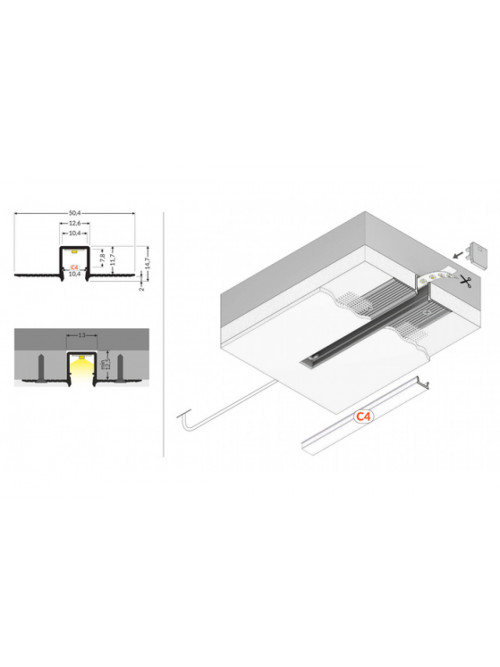 profil LED HIDE10 C4 2000 alu.sur.