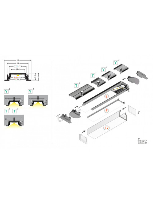 профиль LED GROOVE14 EE7F/TY 2000 белый крашеный/ в упаковке