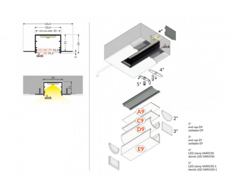 profil LED VARIO30-05 ACDE-9 2000 anod.