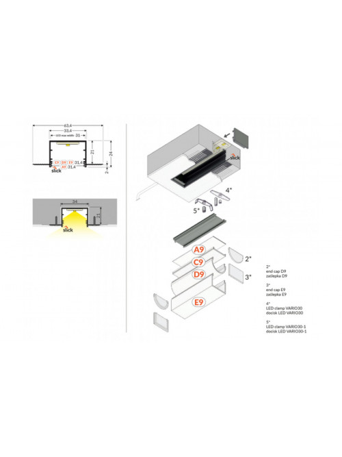 profil LED VARIO30-05 ACDE-9 2000 anod.