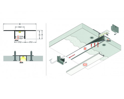 profil LED PLANE14 IN BC3 2000 anod.