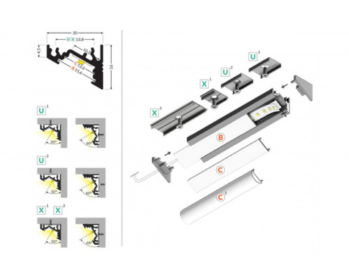 профиль LED CORNER10 BC/UX 2000 чёрный анодированный [40szt]