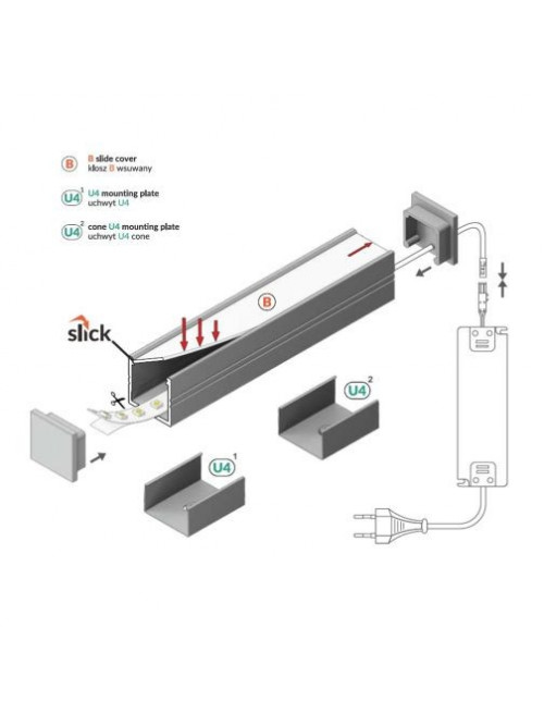 Profil LED aparent SMART 16, aluminiu anodizat, lungime 2m