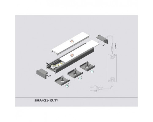 Profil LED aparent SURFACE 14, negru, lungime 2m
