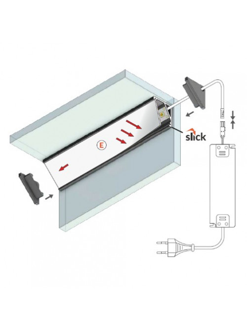 Profil LED de colț CABI 12, aluminiu neanodizat, lungime 2m