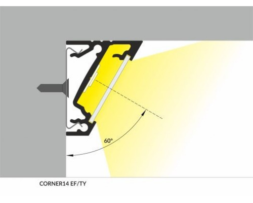 Profil LED de colț CORNER 14, alb, lungime 2m