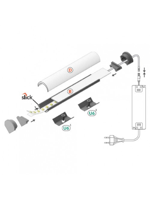 Profil LED de colț QUARTER 10, aluminiu anodizat, lungime 2m