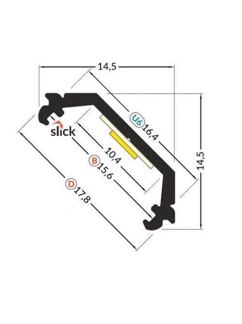 Profil LED de colț QUARTER 10, aluminiu anodizat, lungime 2m