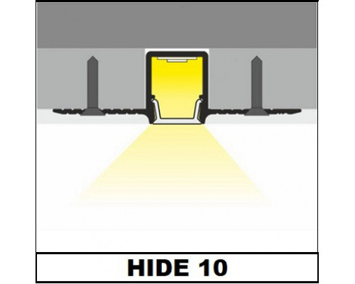 Profil LED încastrat HIDE10, aluminiu neanodizat, lungime 2m
