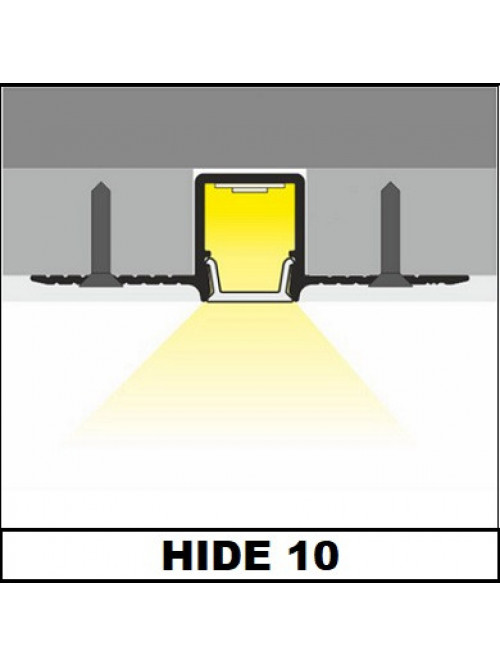 Profil LED încastrat HIDE10, aluminiu neanodizat, lungime 2m