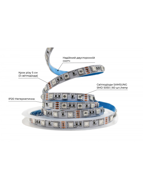 Светодиодная LED лента PROLUM™ 12V; 5050\60; IP20; Series "PRO", RGB