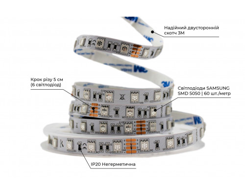 Banda LED PROLUM 24V; IP20; 5050\60; Seria „SG”, RGB