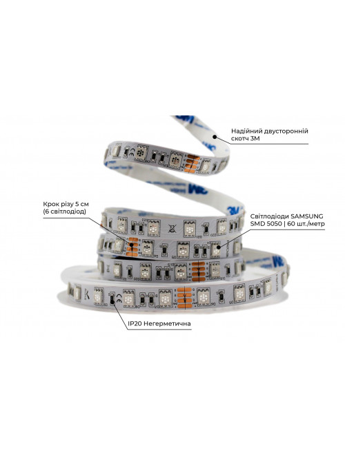 Светодиодная LED лента PROLUM 24V; IP20; 5050\60; Series "SG", RGB