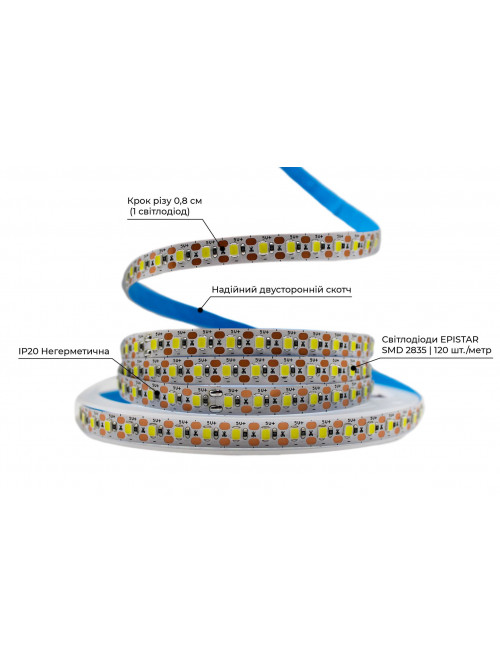 Светодиодная LED лента PROLUM™ 5V; 2835\120; IP20; Series "S", Белый (5500-6000К)