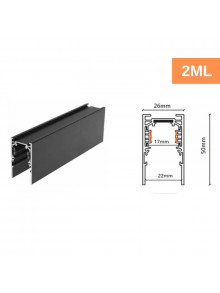 Track sina magnetica aplicata 22mm 2m 48VDC neagra Mondo Luce
