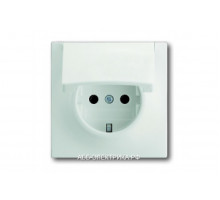Розетка с/з с крышкой, цвет Белый бархат, ABB Impuls