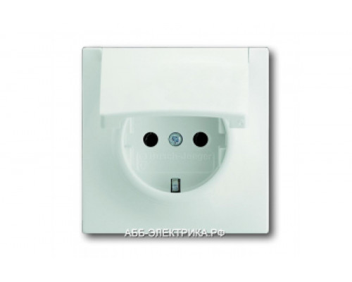 Розетка с/з с крышкой, цвет Белый бархат, ABB Impuls