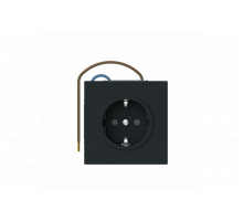 Busch-steplight SCHUKO® socket insert Without imprint Safety Shutter Protective contact (SCHUKO) withNight light; LED /White black matt  - Busch-art linear