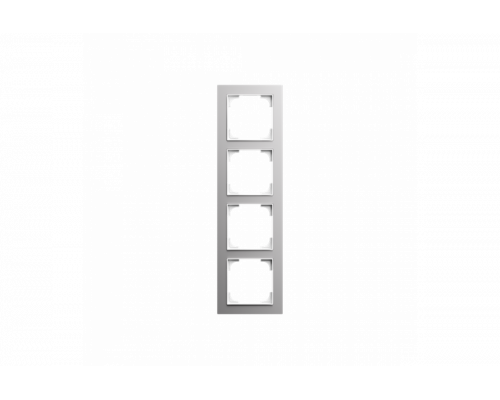 Cover frame 4gang aluminium silver - Busch-art linear