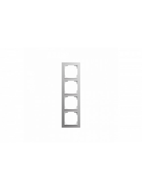 Cover frame 4gang aluminium silver - Busch-art linear