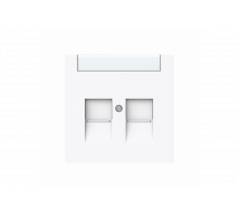 Cover plate with labelling field Modular Jack 2 gang studio white - Busch-art linear