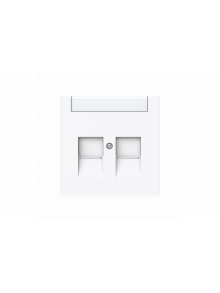 Cover plate with labelling field Modular Jack 2 gang studio white - Busch-art linear