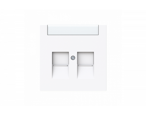 Cover plate with labelling field Modular Jack 2 gang studio white - Busch-art linear