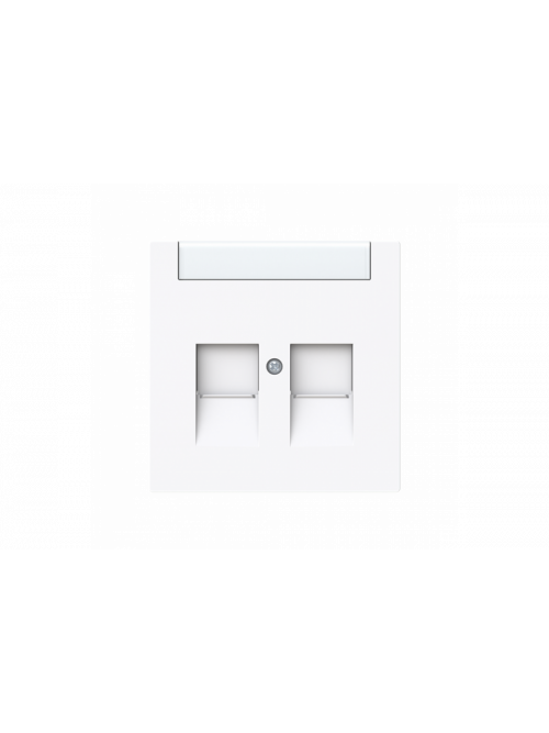 Cover plate with labelling field Modular Jack 2 gang studio white - Busch-art linear