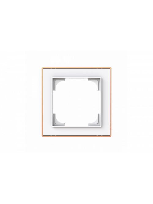 Cover frame with decor ring 1gang studio white matt / rose gold - Busch-art linear