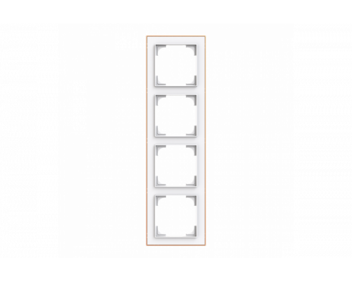 Cover frame with decor ring 4gang studio white matt / rose gold - Busch-art linear
