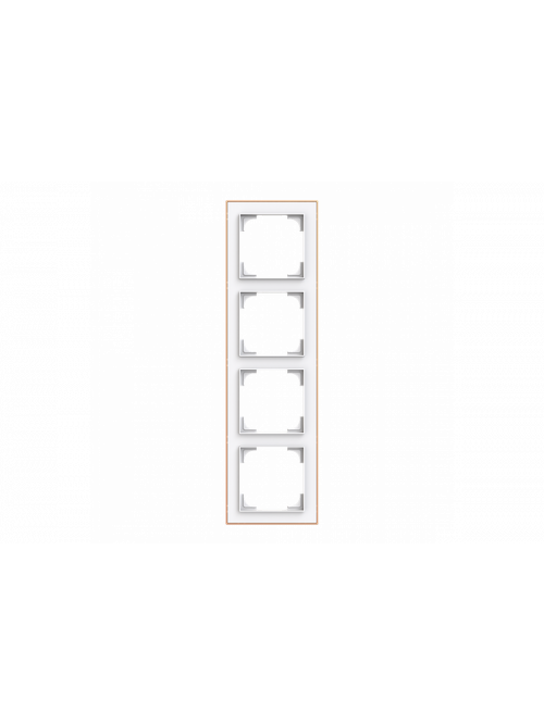 Cover frame with decor ring 4gang studio white matt / rose gold - Busch-art linear